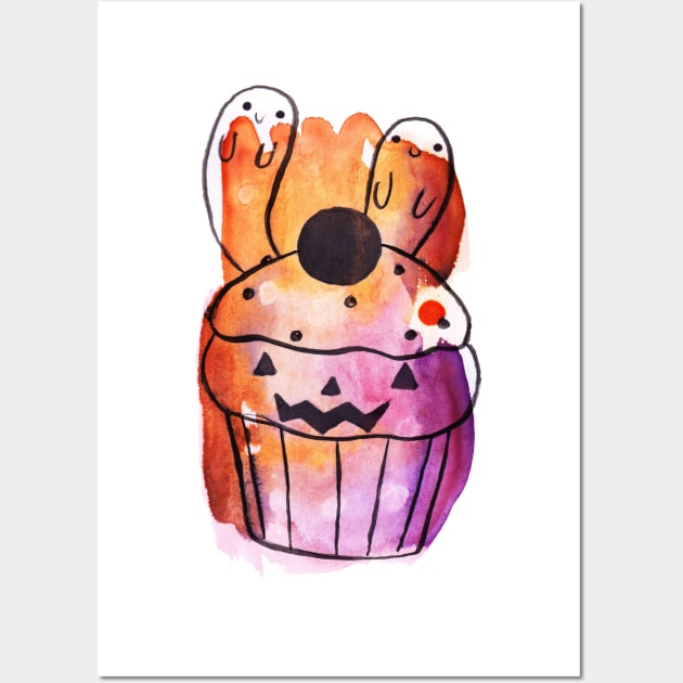 Spooky Watercolor Cupcake Wall Art by saradaboru